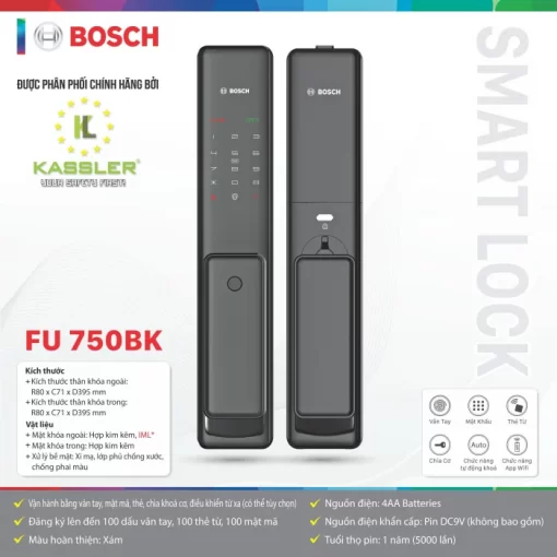 Khoá vân tay Bosch FU 750BK
